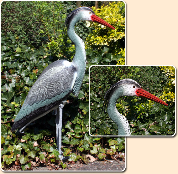 Reiher Schreck Gartendeko Fischreiher 75cm Gartenteich Deko Schutz NEU